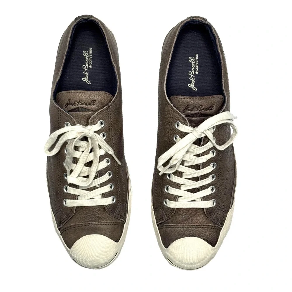 Converse Jack Purcell LP Leather Sneakers Mens 12 Gray Brown Low Top Classic
